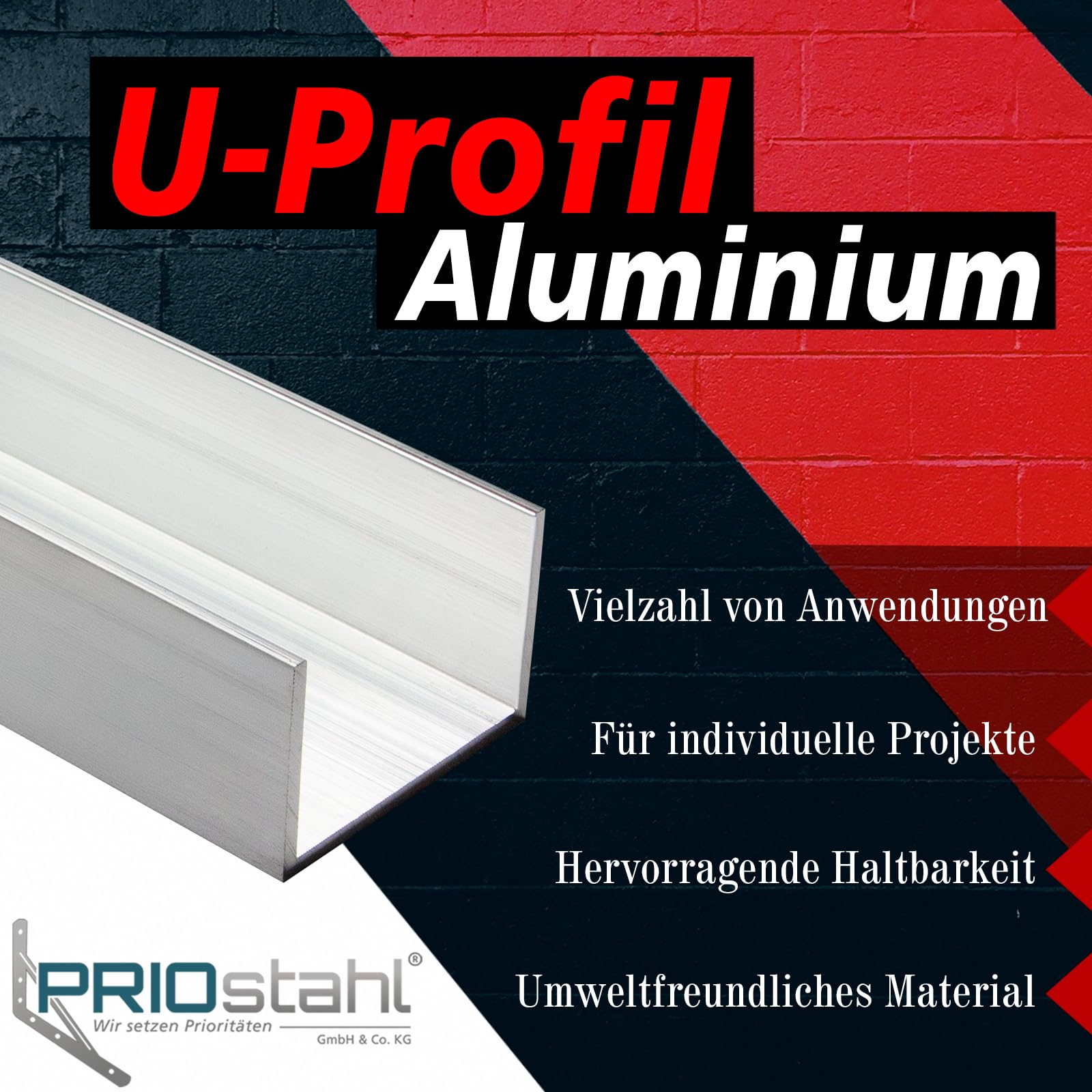 Profilé En U Aluminium 60x40x3 Mm – Barre De Finition Robuste 2 M, Soudable, PRIOstahl Pour Bricolage & Construction