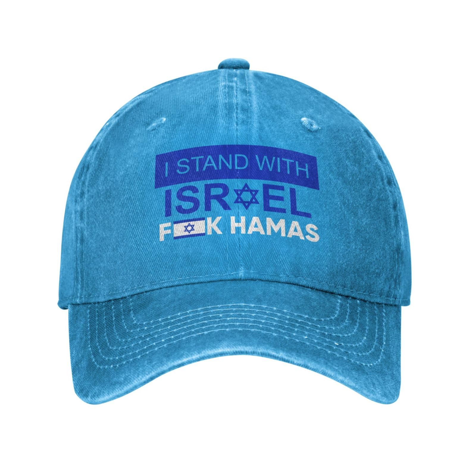 NLWQEKV We I Stand with Israel Hat Flag Hat Pray for Israel Strong Hat Support Israel Cap for Men Women Blue