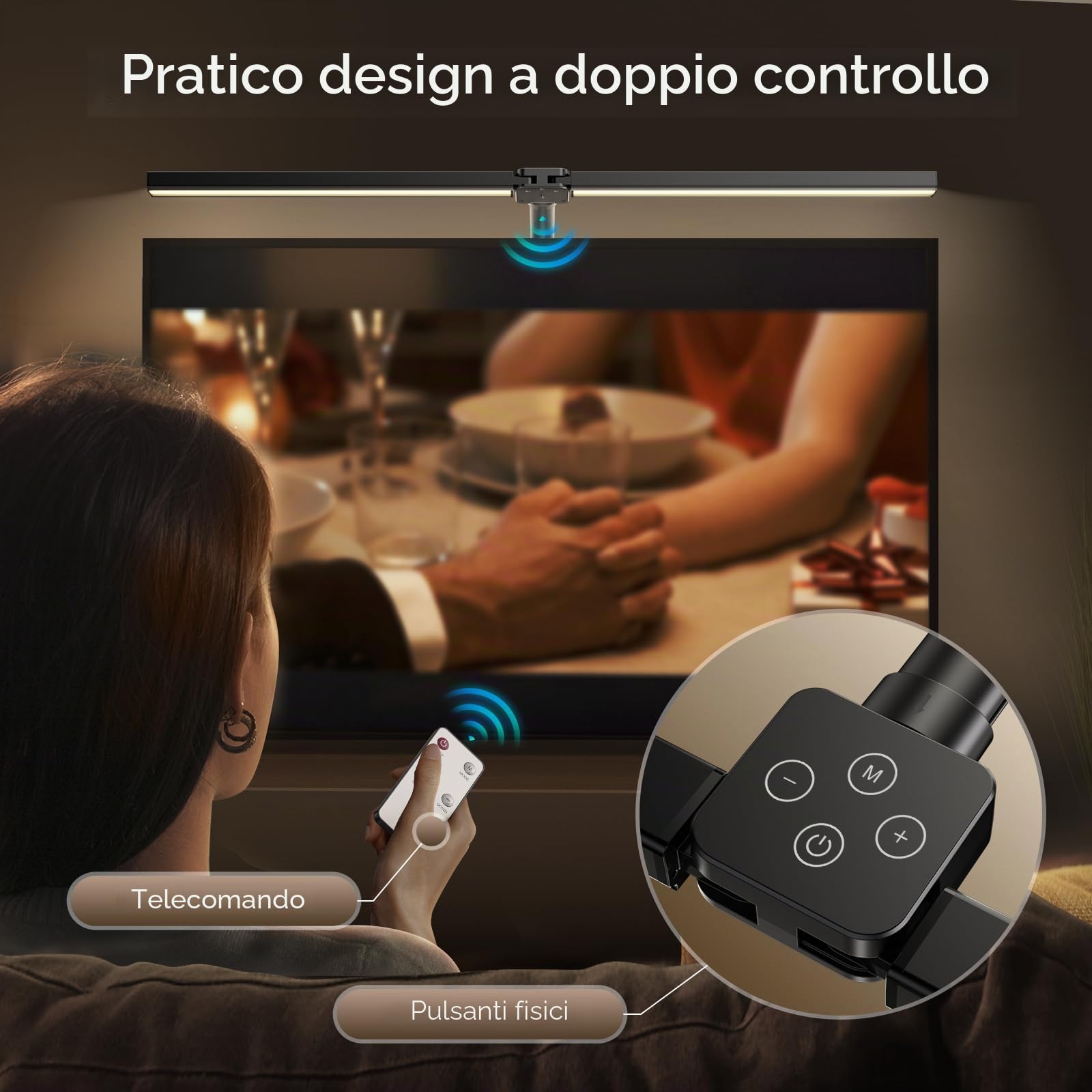 1300LM Lampada Da Scrivania A 24W Doppia Testa 80CM LED Dimmerabile Con Telecomandocon Morsetto Per Monitor,Lampada Da Tavolo A Luce Diurna Per Ufficio A Casa Braccio Orientabile Da Tavolo