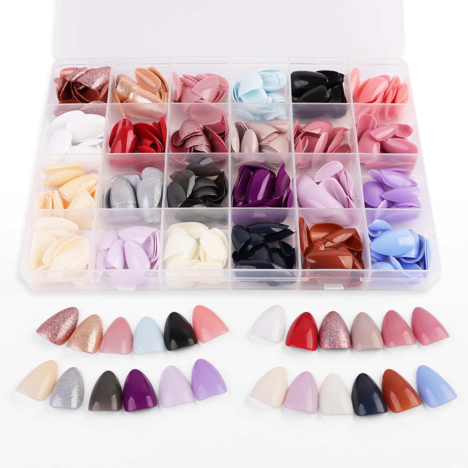 JUSTOTRY 576 Pcs Matte Almond Press on Nails Short,24 Color False Nails Oval,Reusable Solid Stick on Nails Kit for Women,Glitter Fake Nail French for Nail Art Gifts