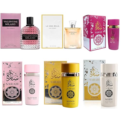 Juego de 6 perfumes para mujer  Set de regalo de fragancia floral con vainilla, perfume dulce afrutado  3.4 onzas líquidas cada uno (La Vida Bella,