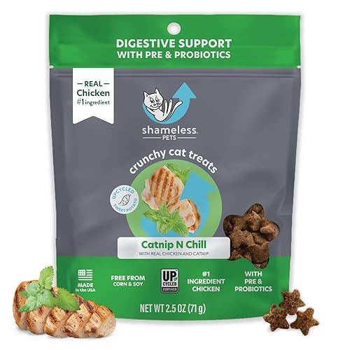 Shameless Pets Digestive Health Catnip Chicken Crunchy Cat Treats - Catnip N Chill - Chicken - 2.5 Ounce (Pack of 1)