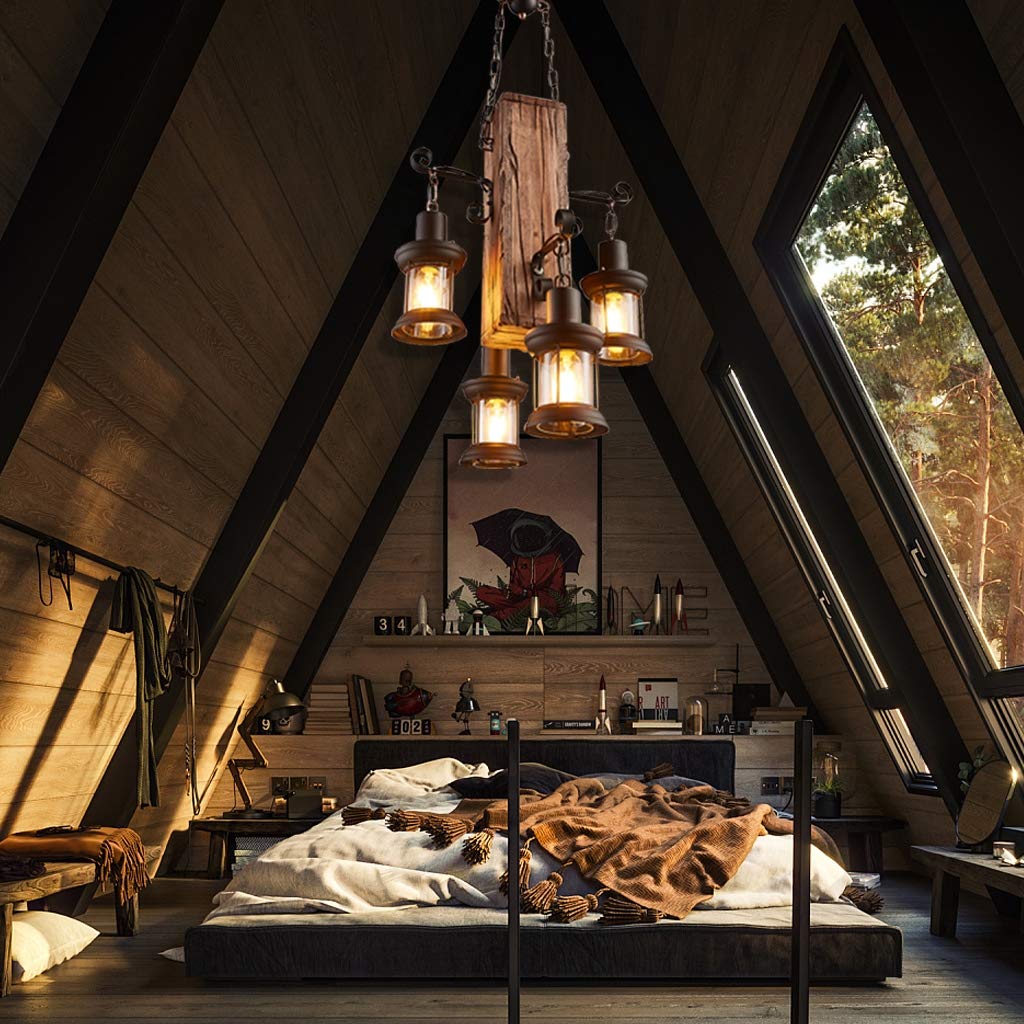 E27 Pendelleuchte Vintage Hängeleuchte Industrie Hängelampe Loft Holz Dekorative Aus Höhenverstellbar Retro Pendellampe Hölzerne Hängende Lampe Gastronomie Deckenleuchte Bar Wohnzimmer Kronleuchter