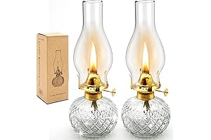 CHNLML 2 Pcs Glass Clear Large Chamber Indoor Oil Lamps