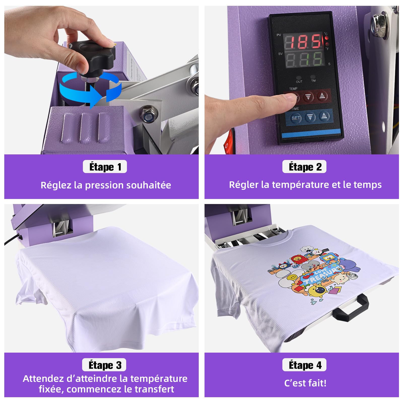 ColorSub Machine de presse à chaud pour t-shirt, imprimante à sublimation de 38x38cm avec plateau coulissant, presse à transfert thermique pour personnalisation DIY en vinyle pour tissus, sacs