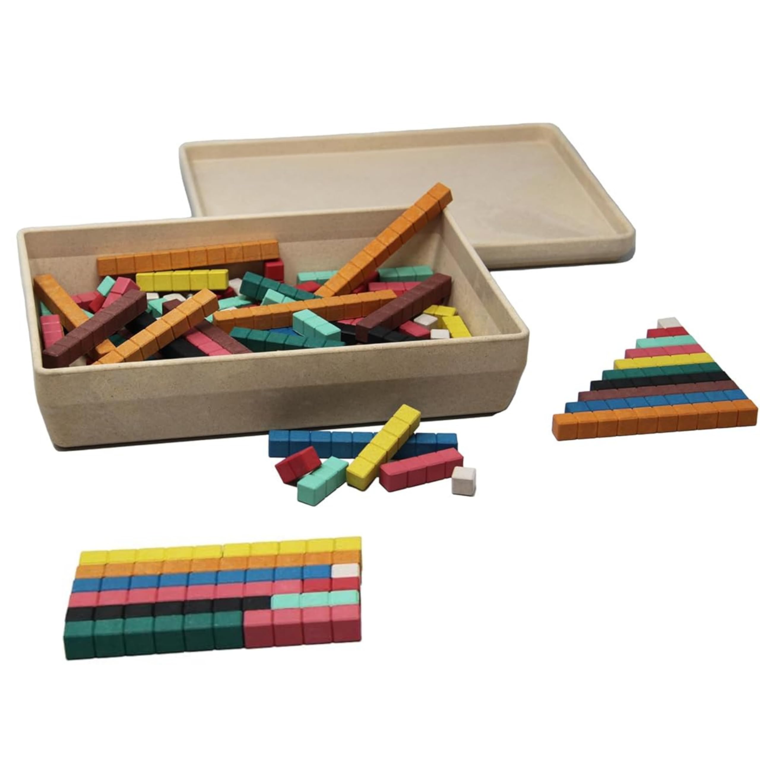 WISSNER® Aktiv lernen - Set de introducción cuisenaire con regletas de Madera (126 Piezas), Color - RE-Wood®