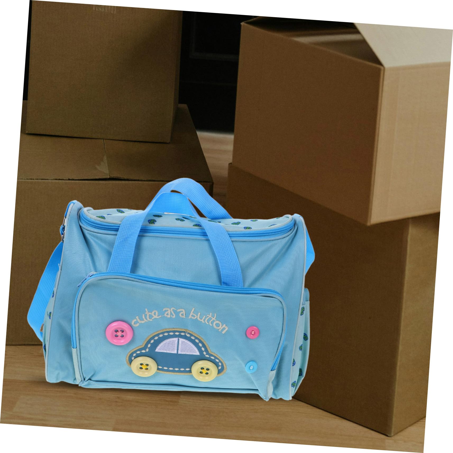 4-in-1 Multifunktions Wickeltasche Satz für Mütter Großer Oxford Stoff Himmelblau Reise Babytasche mit Wickelunterlage und Babyflaschenhalter