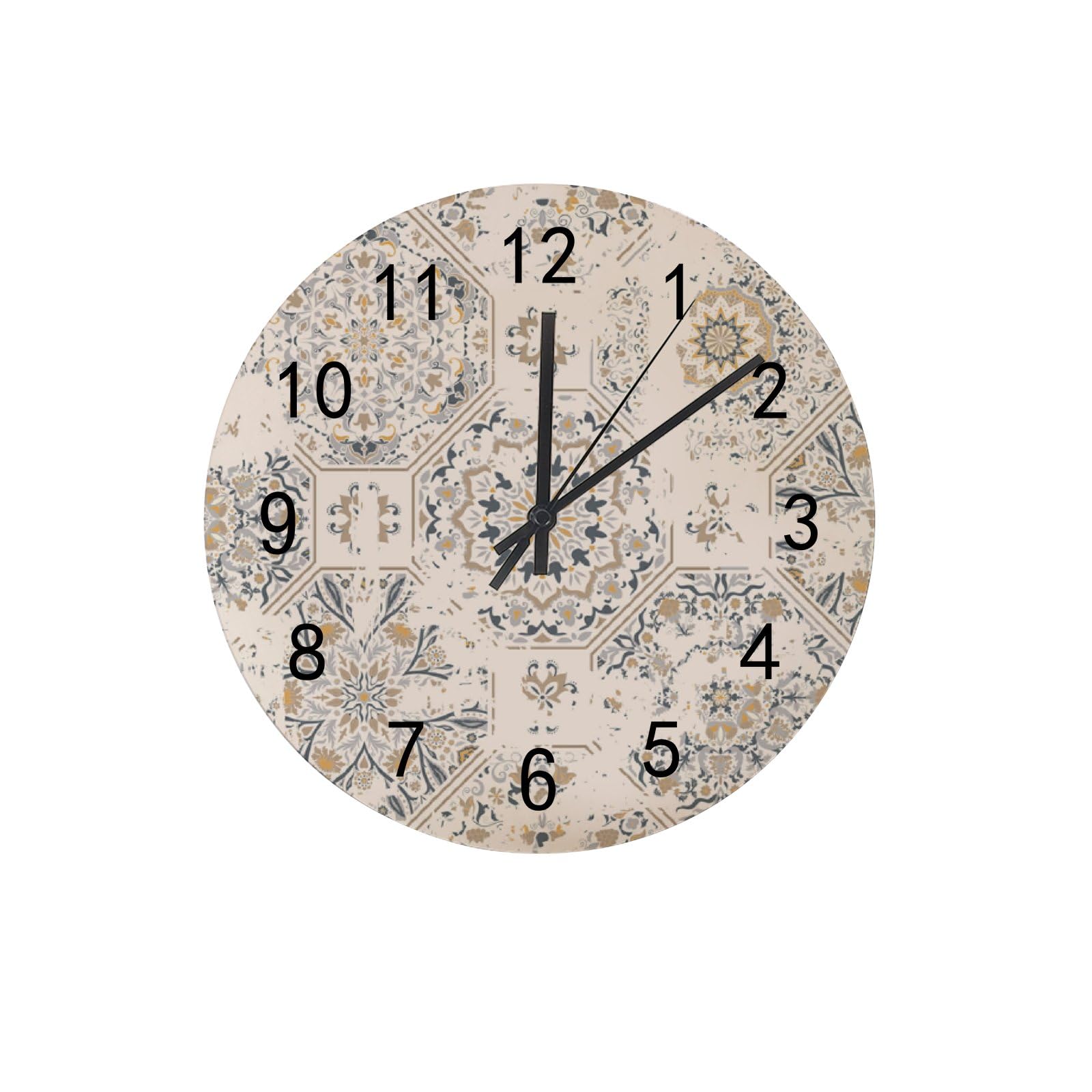 Horloge Murale Ronde Pastel pour une Chambre Cosy - Pendule Vintage Ethnique Salon et Bureau