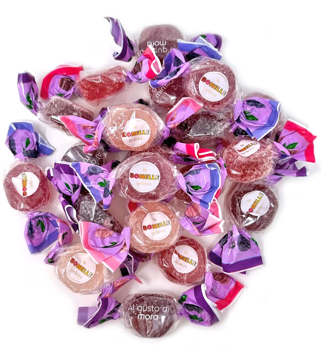 SweetGourmet Forest Berries Bonelle Jellies, Soft Fruit Jelly Candy, Blackberry Gooseberry Blueberry Raspberry, Wrapped, Vegan, 3 Pounds