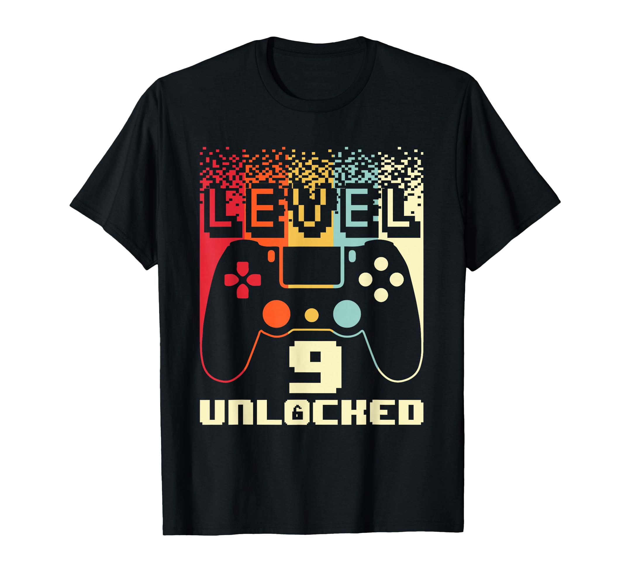 9th Birthday Art For Boys Level 9 Unlocked Gamer 9 Year Old T-Shirt