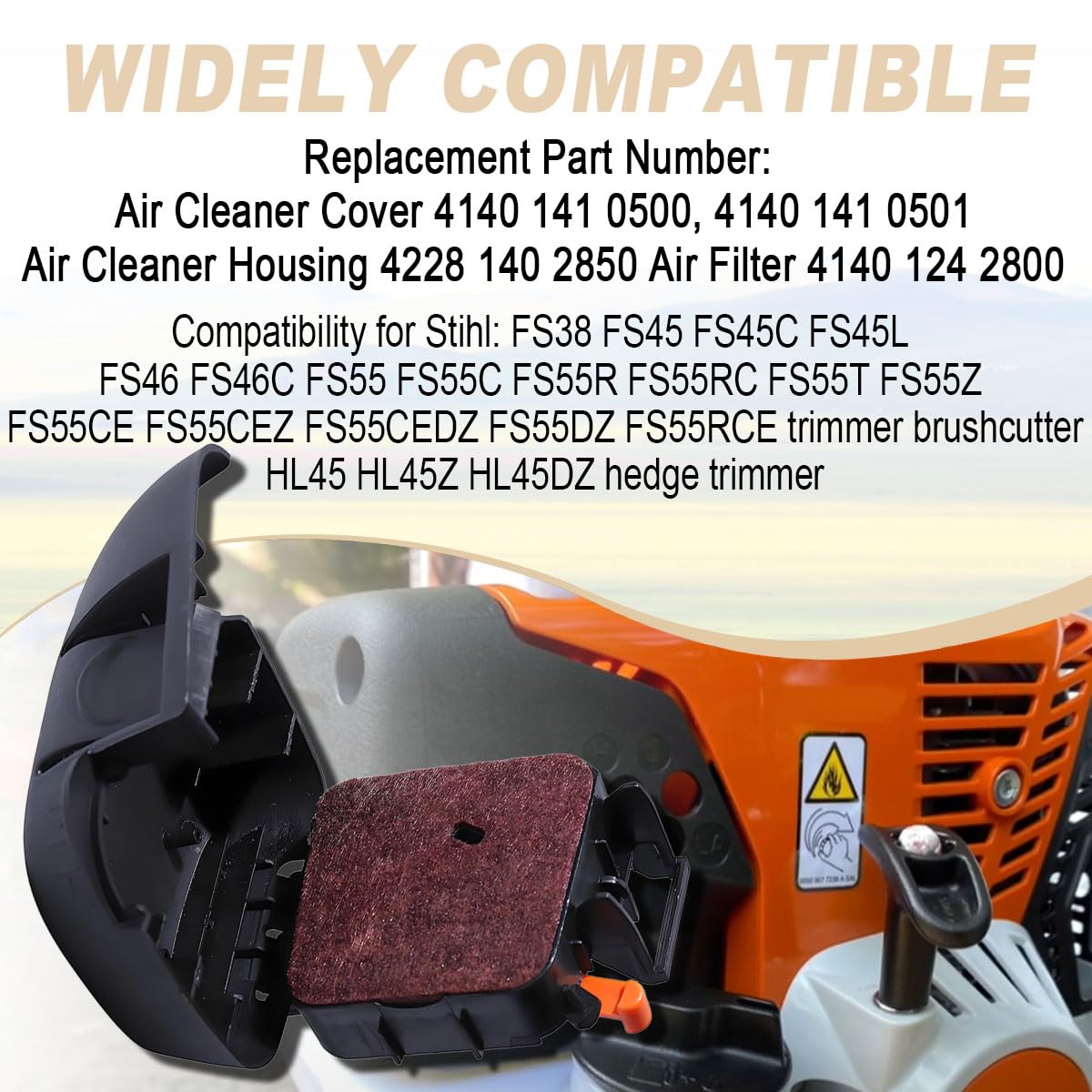 4140 124 2800 Pokrywa filtra powietrza do Stihl FS55R FS38 FS45 FS46 FS55 FS55C FS55RC HL45Z HL45DZ KM55R Nożyce do żywopłotu KM55C KM55RC KM55CE KM55RCE Części silnika 4140 141 0501