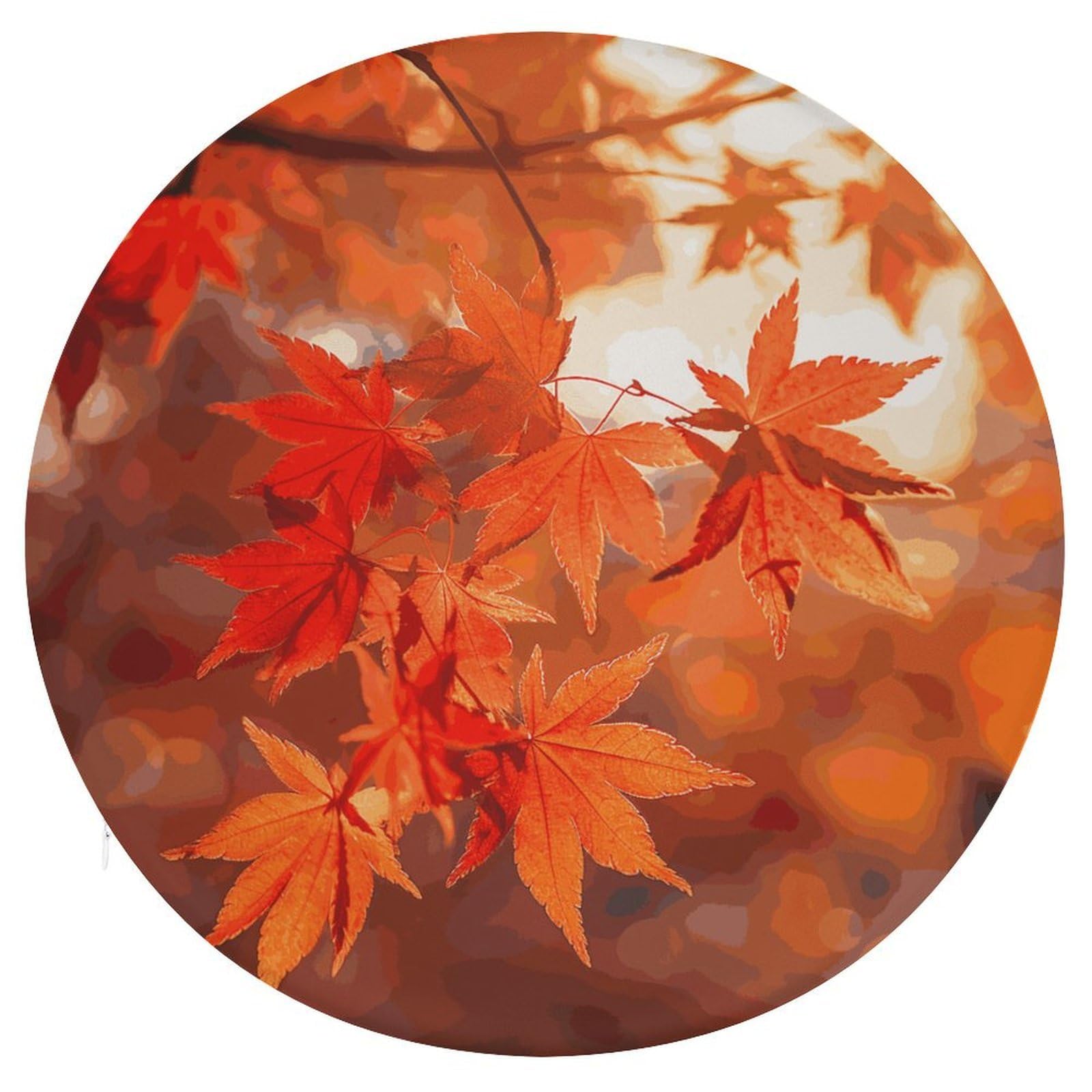 Wsoihfec Style Maple Leaves In The Sun Seat Cushion Round Chair Pad