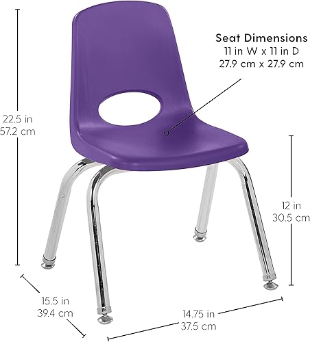 Miniatura 2 de Factory Direct Partners 10360-PU Silla escolar apilable de 12 pulgadas, asiento apilable para estudiantes con patas de acero cromado y rodamientos