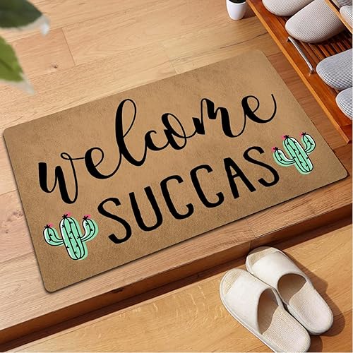 Miniatura 6 de Divertida alfombra de bienvenida para la entrada interior del porche delantero, alfombras pequeñas, bonito cactus de bienvenida personalizado,