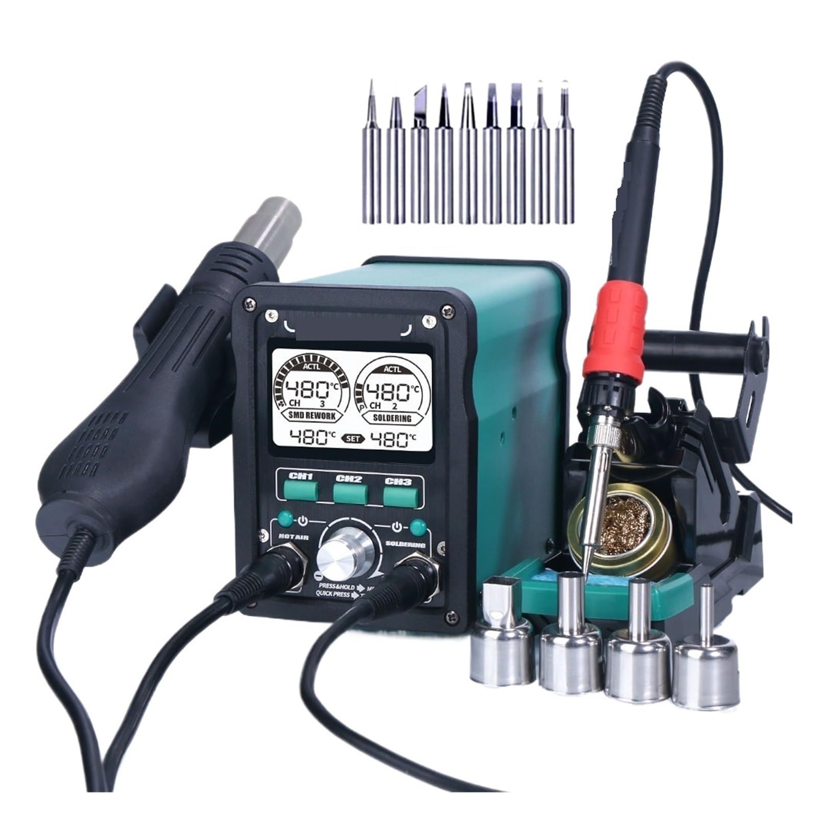 Stacja lutownicza Stacja Lutownicza LED Digital 810W Hot Air Gun Rework Station 110W Elektryczna Lutownica Do Telefonu PCB IC SMD BGA