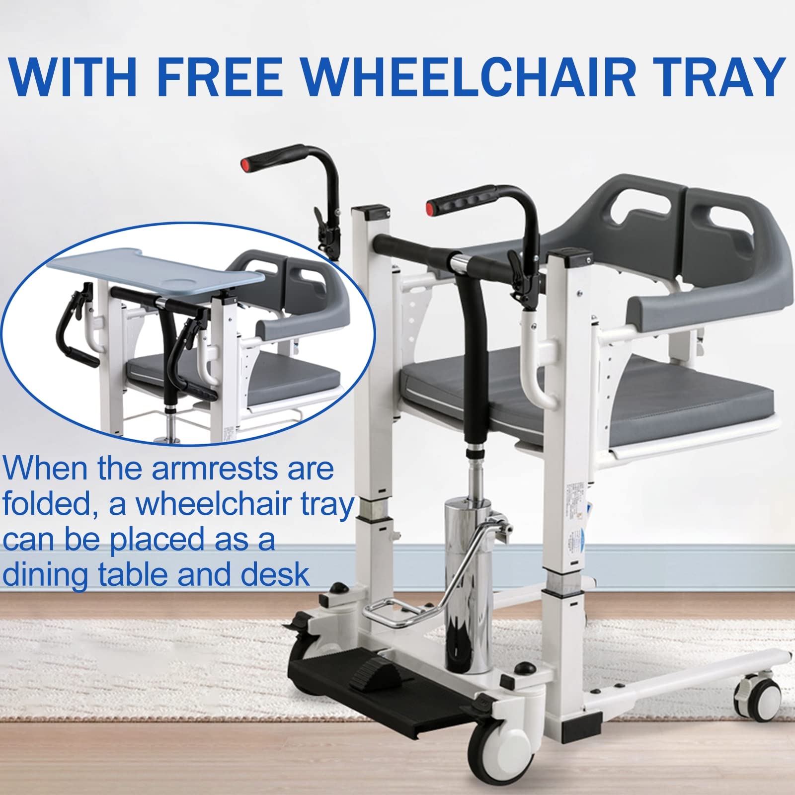 PAYRFV Wheelchair Hydraulic Transfer Chair Handicapped Transport Chair