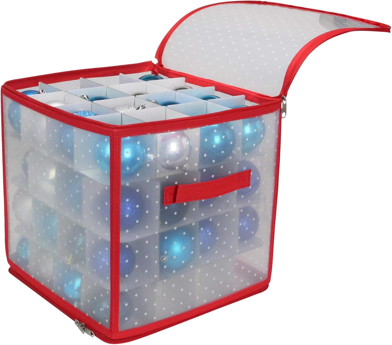 12.5" Transparent Zip Up Christmas Storage Box - Holds 64 Ornaments