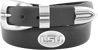 NCAA Lsu Tigers Black Tip Leather Concho Belt, 40