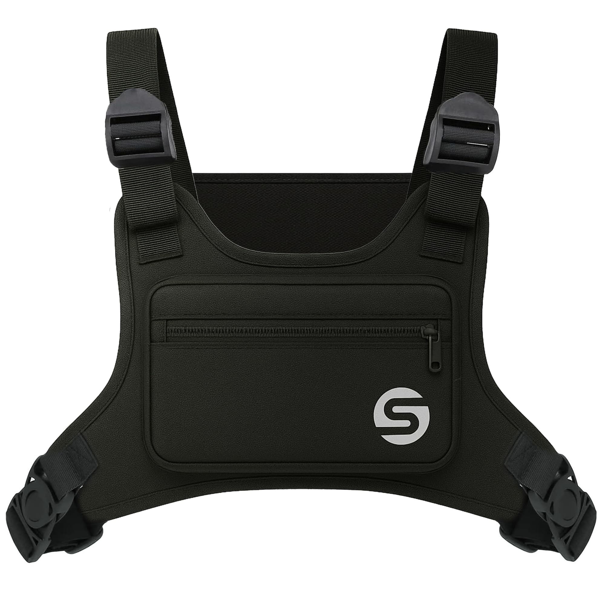 Bolsa de pecho para correr para hombres y mujeres con botella de agua plegable, resistente al agua, ajustable, con parte trasera reflectante para ciclismo, senderismo, entrenamientos, con soporte para