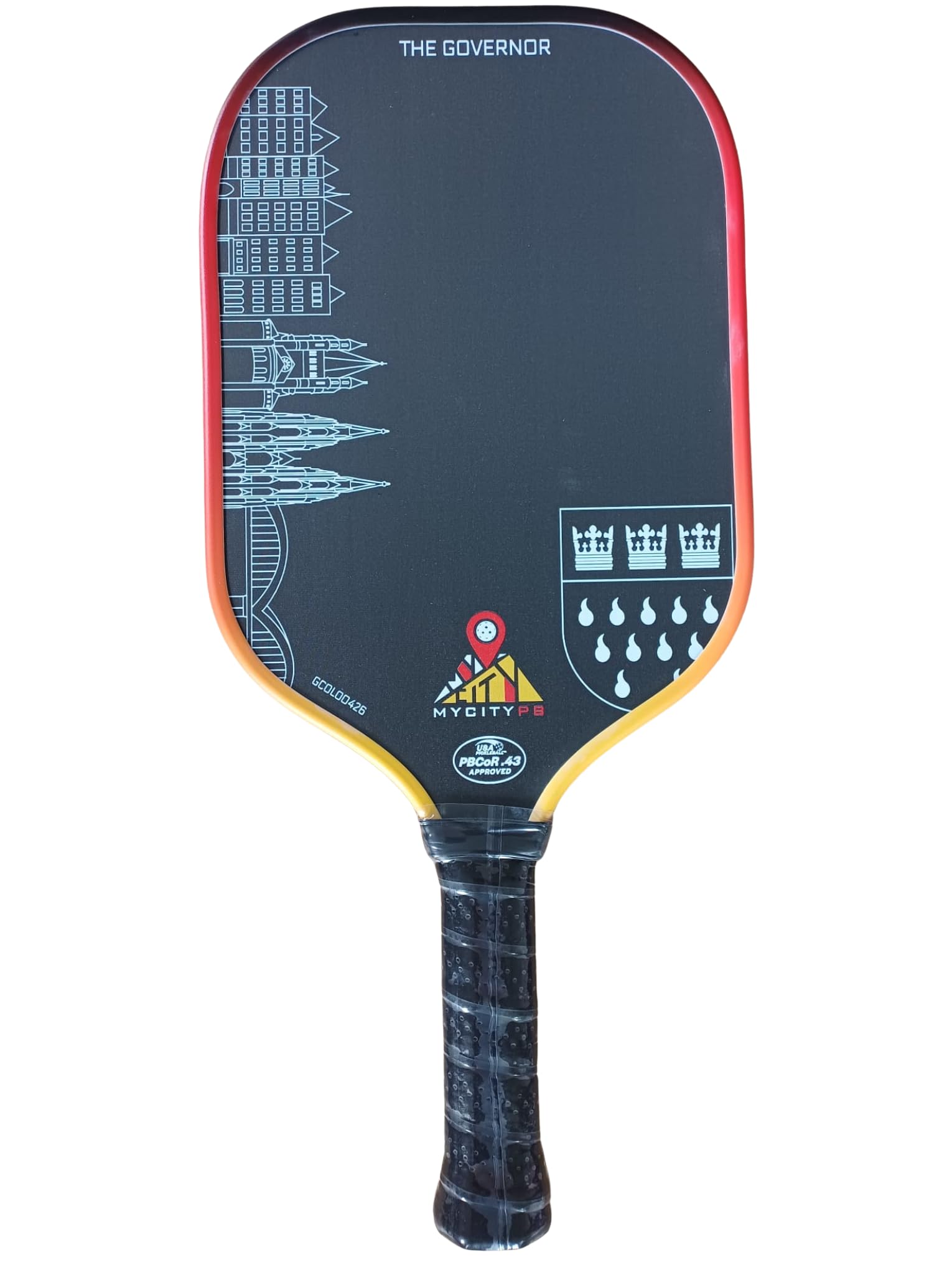 Rakieta Pickleball Governor Cologne Edition, certyfikat USAP, 42 x 18 cm, uchwyt 14 cm, włókno surowe + włókno szklane, 237-245 g, rakieta z rdzeniem o strukturze plastra miodu 16 mm