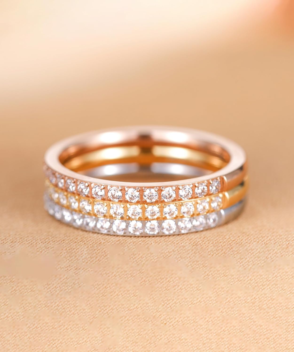 TIGRADE 2mm Women Titanium Eternity Ring Cubic Zirconia Anniversary Wedding Engagement Band Size 3-13.5 - Image 2