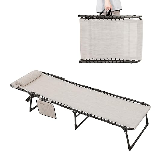 VEIKOU Chaise Lounge Chair 5-Position, Lounge Chairs for Outside Set of 2, Upgraded Adjustable Sun Lounger, Folding Outdoor Lounge Chairs for Lawn Patio Pool Beach Sunbath, Beige