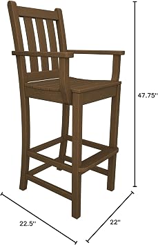 POLYWOOD Traditional Garden Bar Chair, Green