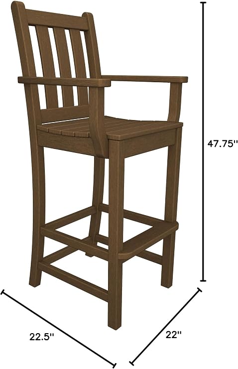 POLYWOOD Traditional Garden Bar Chair, Green