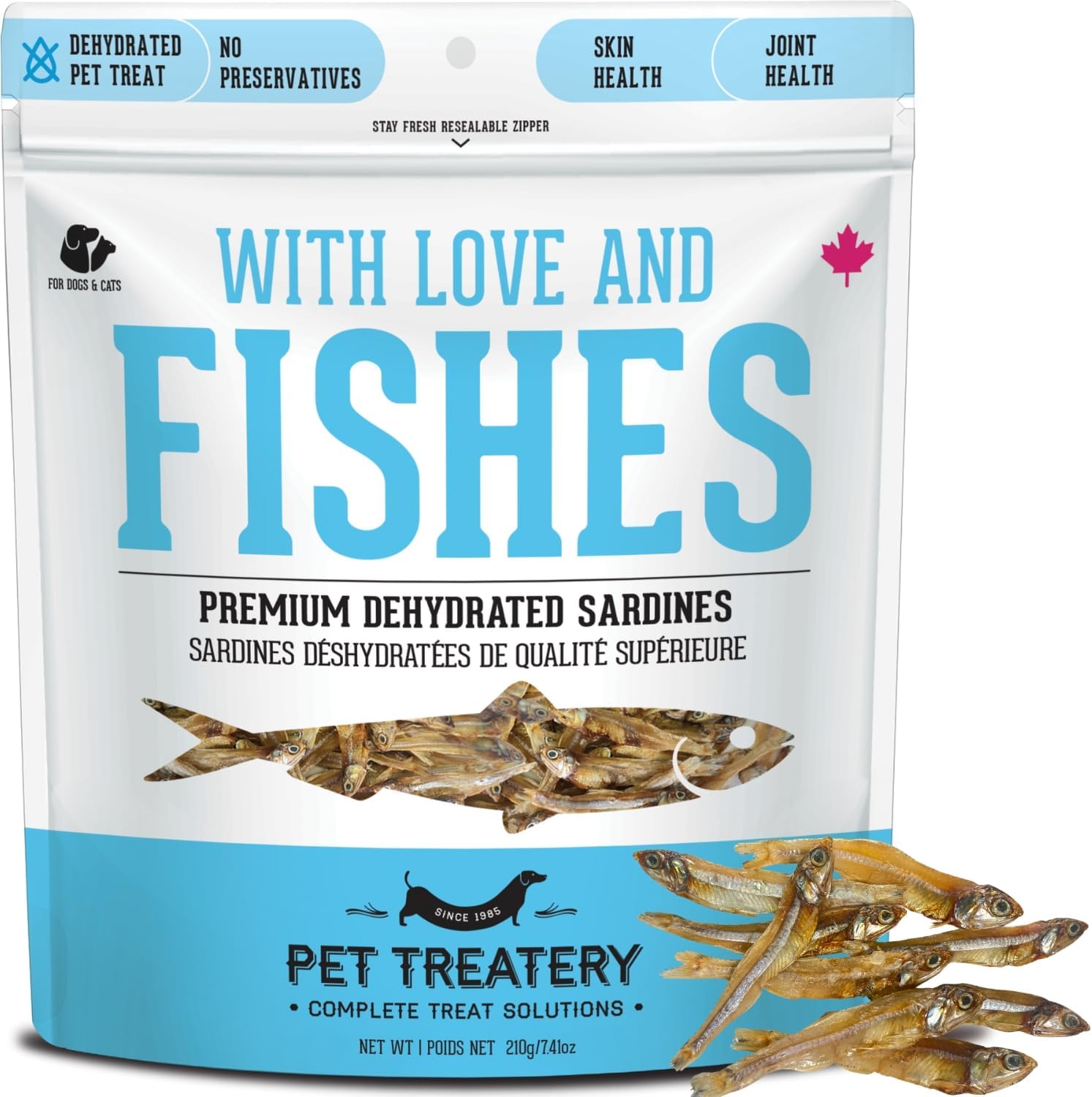 Sardines for Dogs & Sardines for Cats (7.4 oz, Pack of 1) - Dehydrated Single Ingredient Dog Treats - All Natural Dog Treats, Grain Free  Dog Training Treats