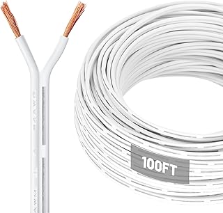 U0U 100 Feet Universal Garage Door Wire,24 AWG 2 Conductor Garage Sensor Doorbell Wire,Cable Wires for Control Station Sensor (White, 100Ft)