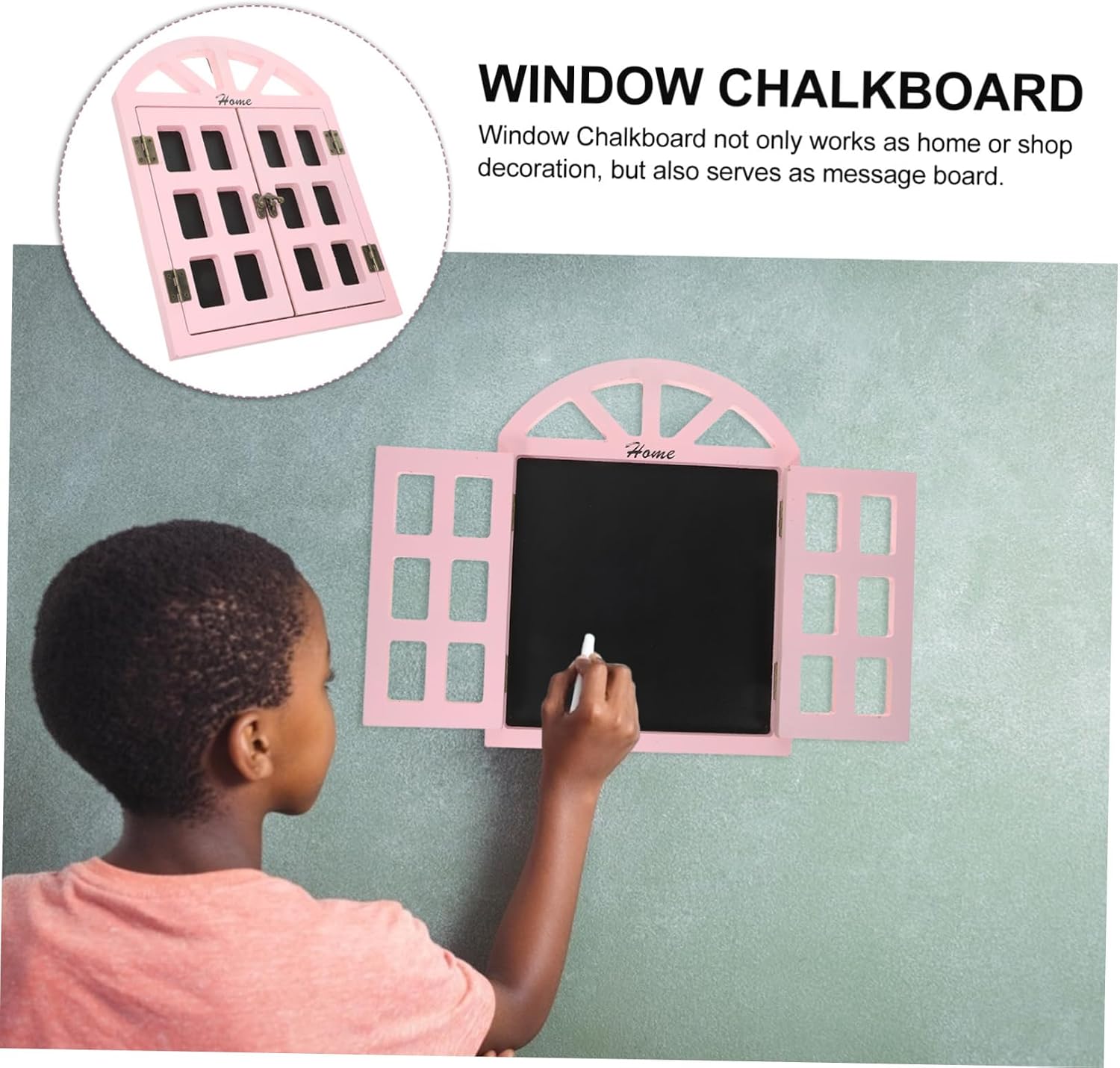 BESPORTBLE Retro Wooden Window Chalkboard Double-Sided Blackboard for Wall Decor Decorative Hanging Sign