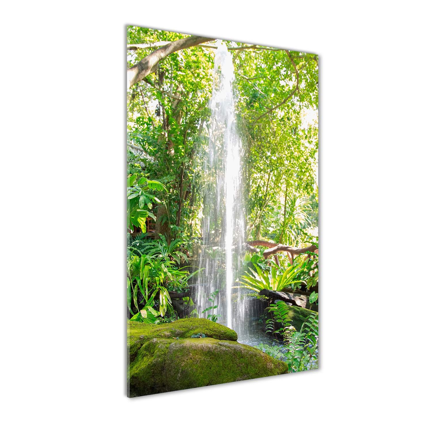Mural art jungle et cascade Tulup 50x100 cm | Tableau acrylique vert pour habiller un mur vide