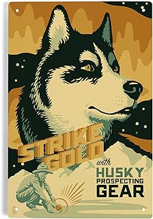 Lantern Press 6x9 Inch Metal Sign, Husky, Retro Gold Mining Ad