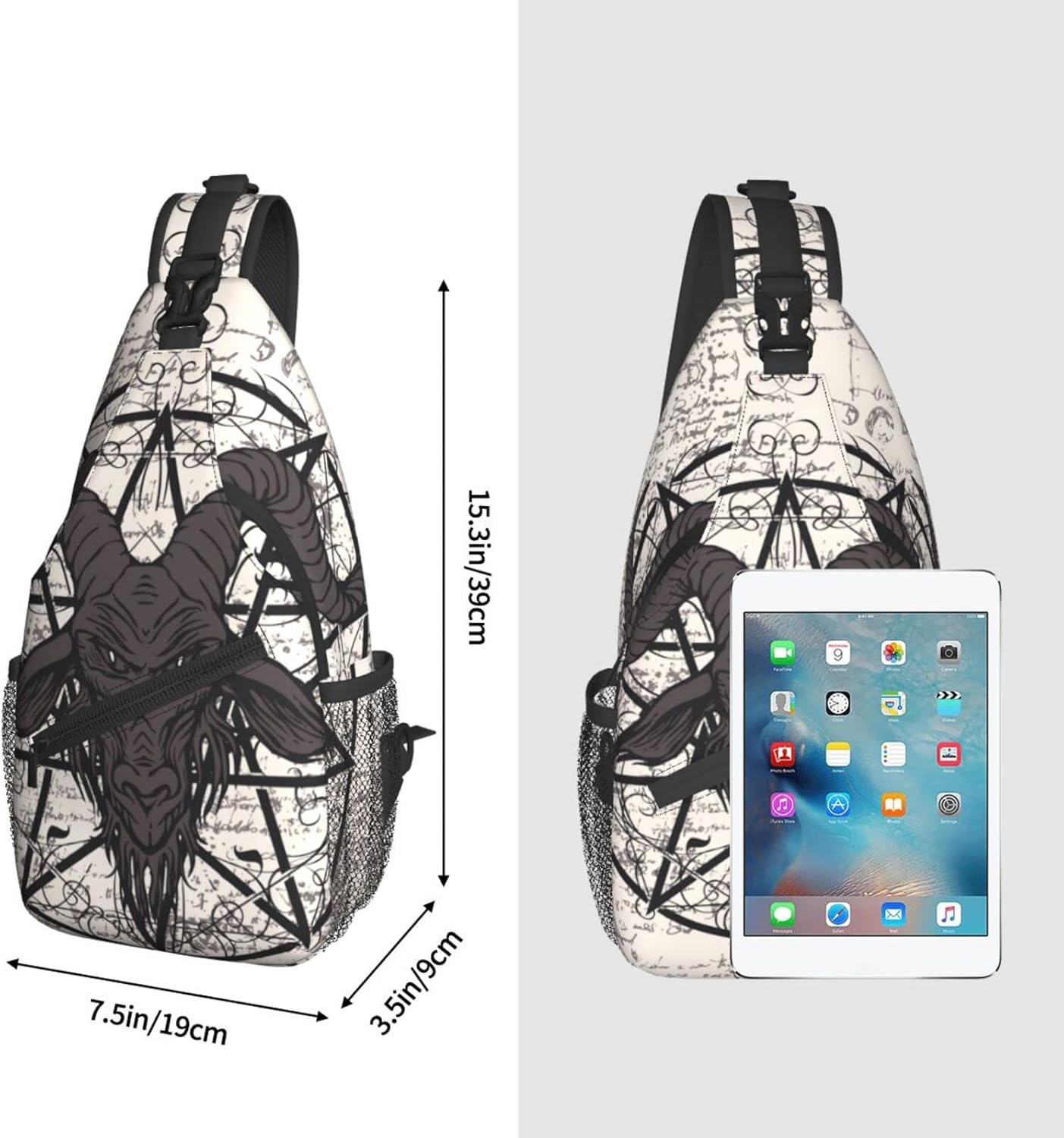 bassyil Goat Skull Sling Bag Crossbody Travel Hiking Chest Backpack Shoulder Daypack for Women Men One Size - Image 3