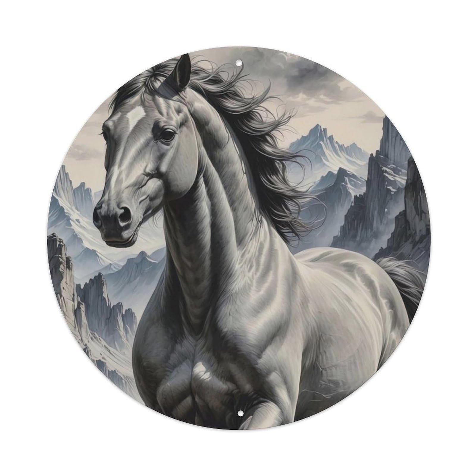 Animal Horses in The Mountains Metal Tin Sign