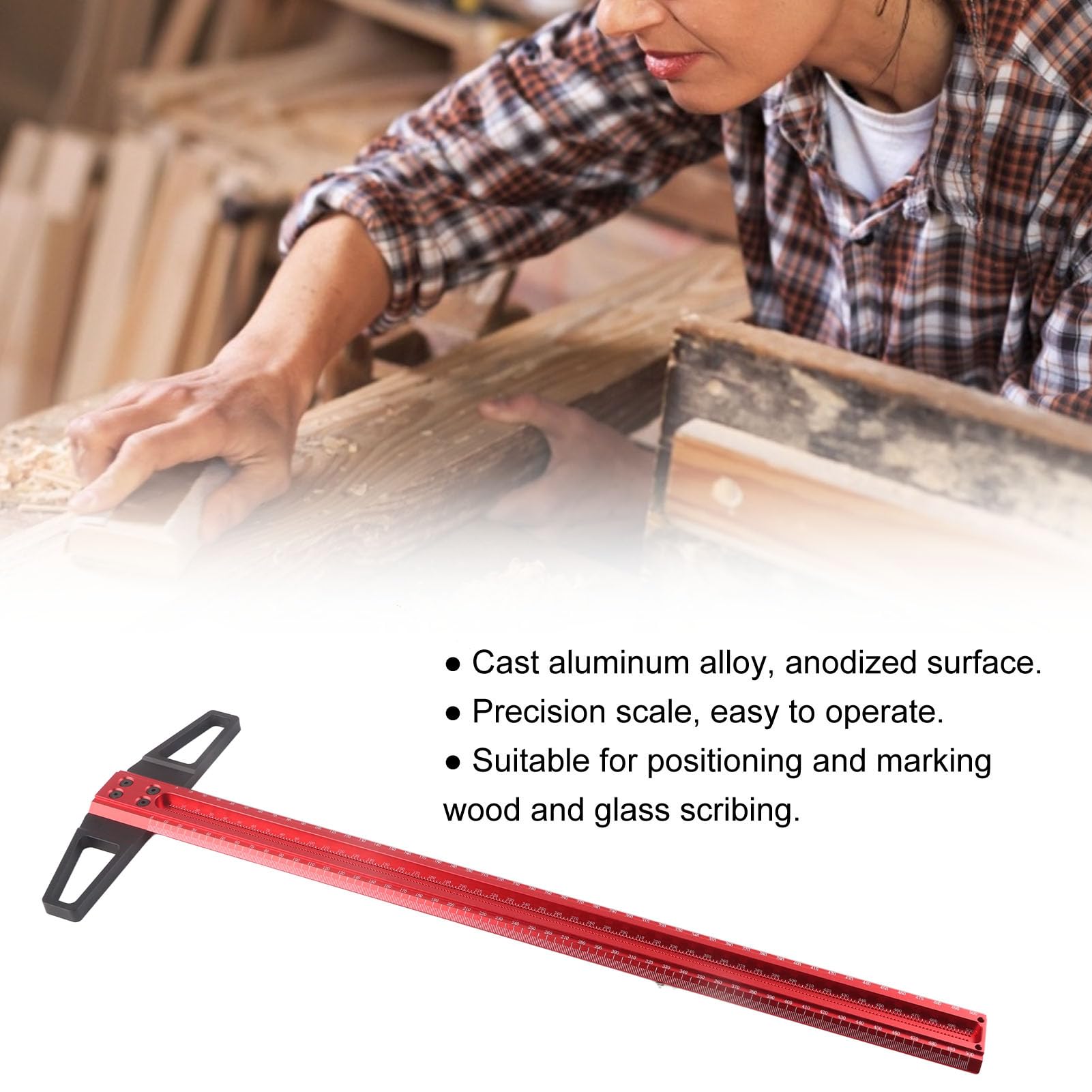 Righello a T da 50 Cm, 60 Cm, 76 Cm, Righello di Precisione Righello Quadrato a Forma di T Scribe Ad Angolo Retto Calibro Per Marcatura in Alluminio Per La Lavorazione del Legno del Vetro(500mm（T500）)