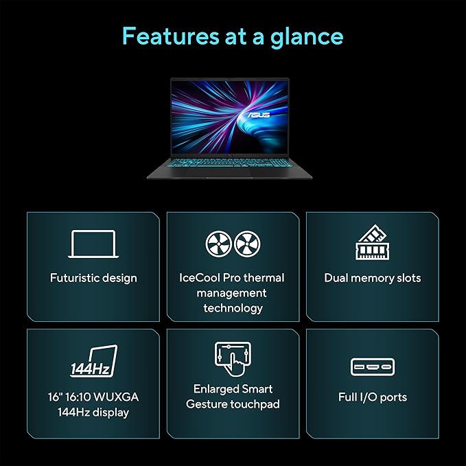 ASUS V16 Laptop Gaming, 16" WUXGA 144Hz, Intel Core 7, RTX 5060, 16GB, 512GB, Windows 11 miniatura 3