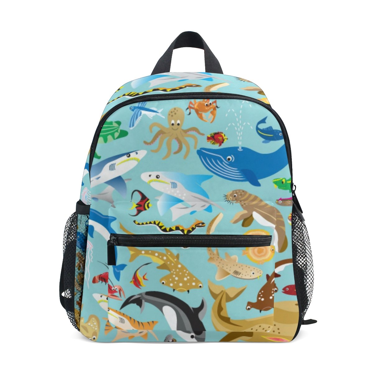 Kids Backpack Children's Schoolbag Book Bag for Kindergarten Toddler Boys Girls Aquatic Animals Fish Shark Dolphin Ocean Sea