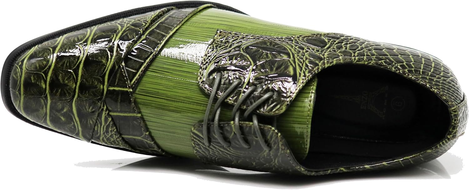 STW Men's Alligator Crocodile Print Oxfords Fashion Lace Up Dress Shoes - Image 6