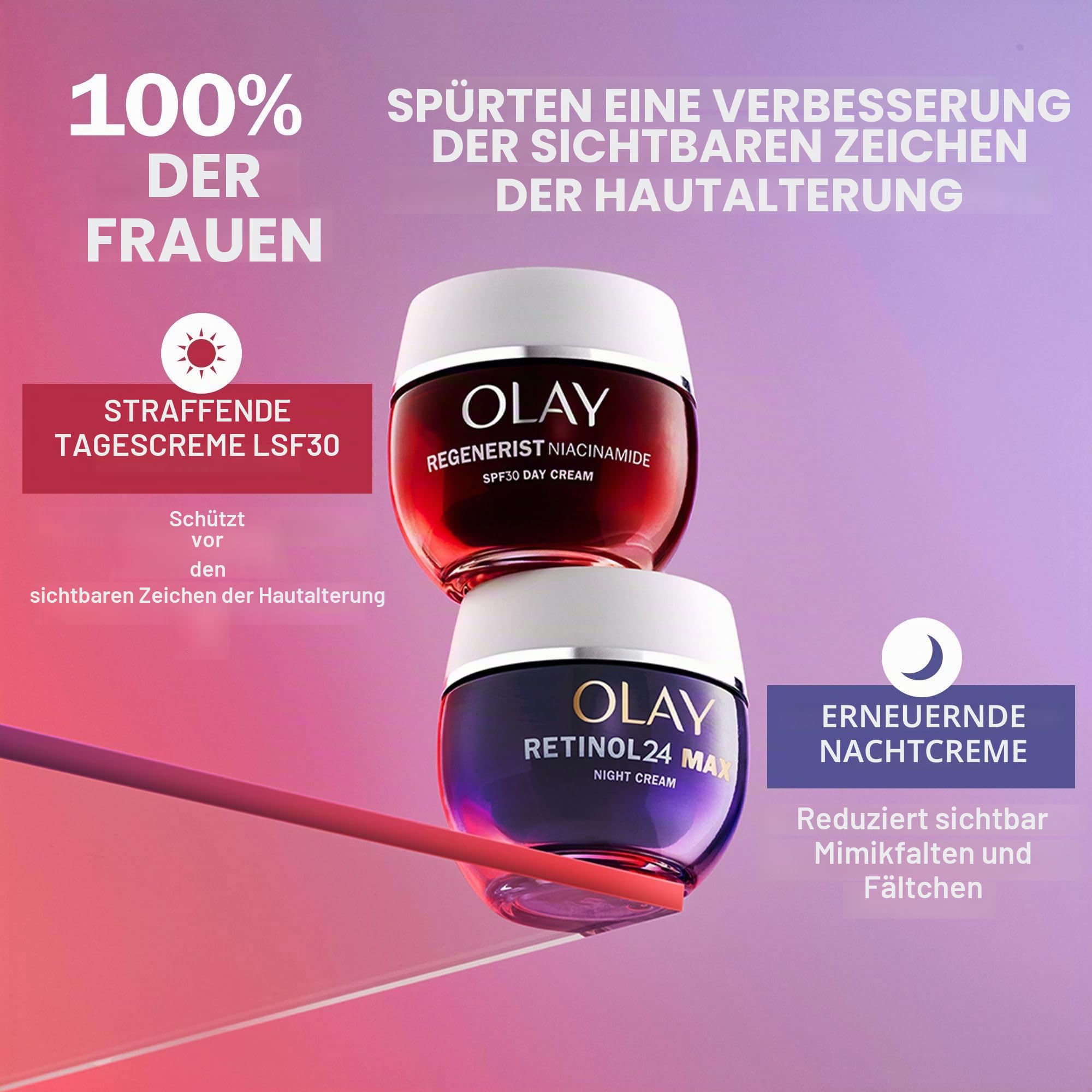 Olay Retinol 24 MAX* Feuchtigkeitsspendende Nachtcreme für das Gesicht, Hautpflege mit Vitamin E, Antioxidans, +40% Glyzerin, Well-Aging Nacht-Hautpflege: Glättend, erneuert und spendet Feuchtigkeit