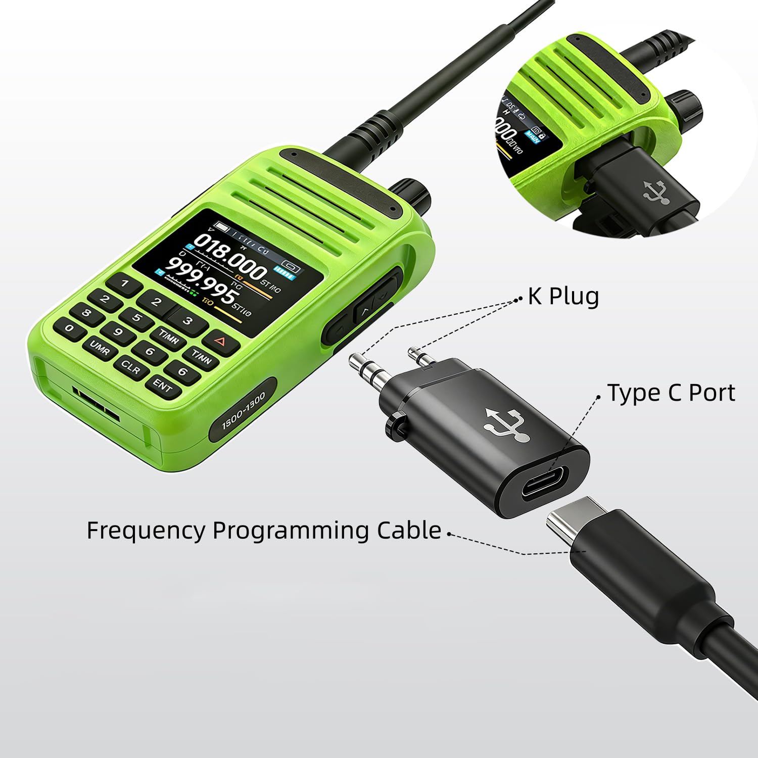 TPC11 USB C to K Frequency Programming Adapter Contector, for Baofeng (UV-5R, UV-888S, AR-5RM, UV-5RM, UV-32, UV-5Rmini), Quansheng(UV-K5, UV-K5(8), UV-K6, TK-11 Series) Programming Cable - 2