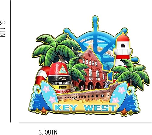 Miniatura 3 de Imán de madera para nevera de Key West Florida USA Monumentos de madera 3D para viajes, recuerdos coleccionables, decoración hecha a mano -1287