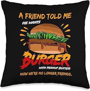Funny Burger With Peanut Butter Lover Saying Throw Pillow