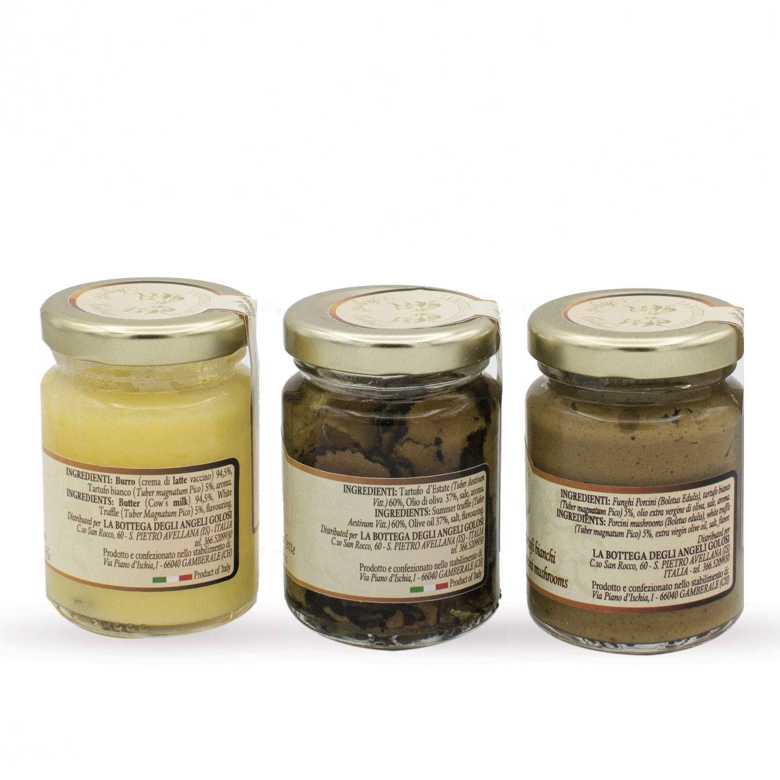 TRIS Burro Bianco, Tartufo d'Estate a Fette,Crema Funghi Porcini e Tartufo Bianco (B)