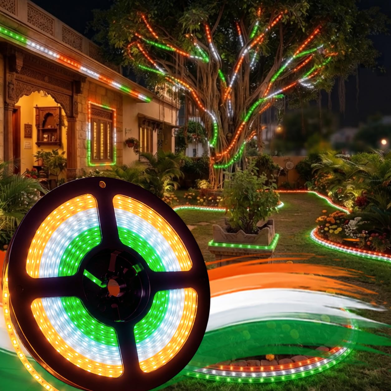 Instapower Tiranga LED Light | Waterproof Tricolor LED Light with Connector | Rope Light Decoration | Plug-and-Play Setup-image-31