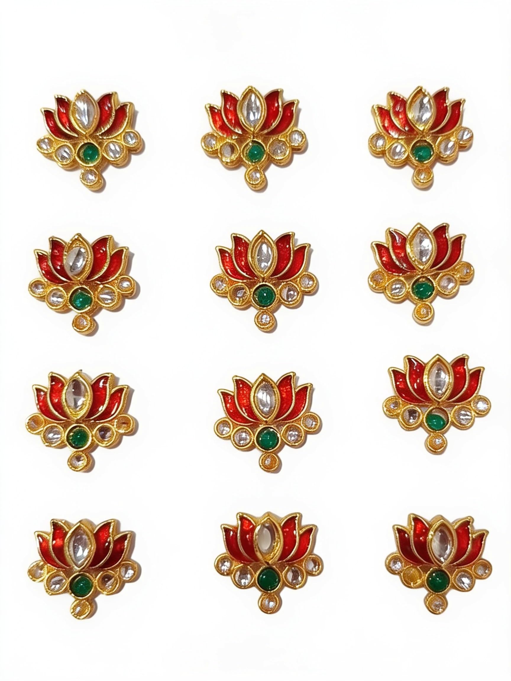 Ruby and green combination 7 stone Meenakari Lotus Pendant for Rakhi and Kashmiri Watch Making Pack of 12-image-47