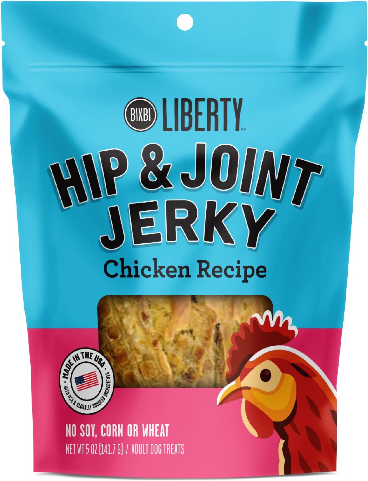 Liberty Hip & Joint Support Chicken Jerky Dog Treats, 5 oz - USA Made Grain Free - Glucosamine, Chondroitin for Dogs - Antioxidant Rich, No Fillers