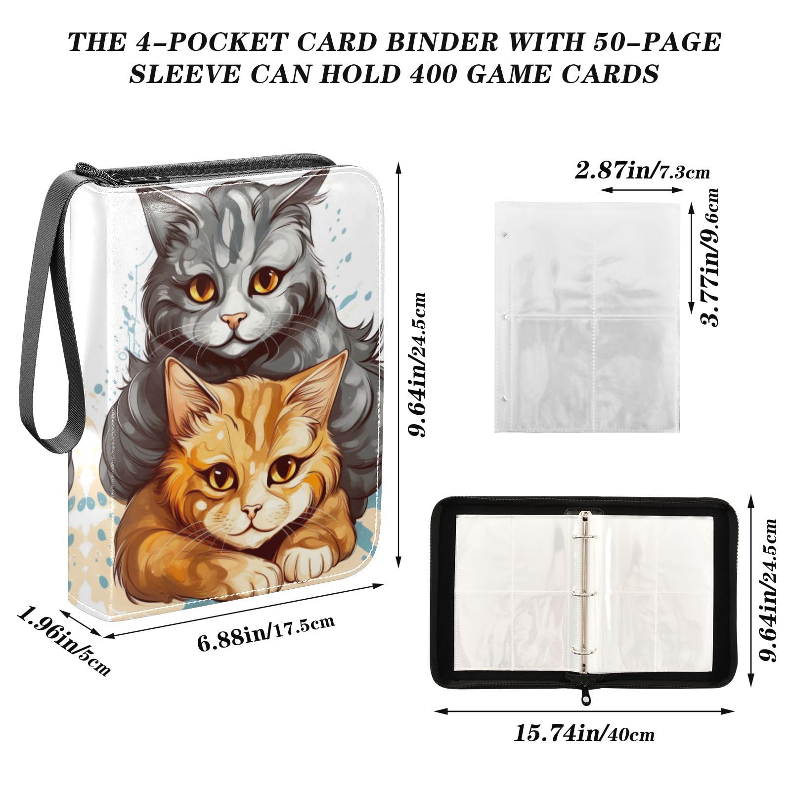 Amazon.com: Cute Cat Waterproof Trading Card Binder,400-Pocket Trading  Album Display Holder,Display Case with Card Holder Protectors Set for  Soccer Card,Gaming Cards, Yugioh, MTG and Other TCG 2010249 : Toys & Games