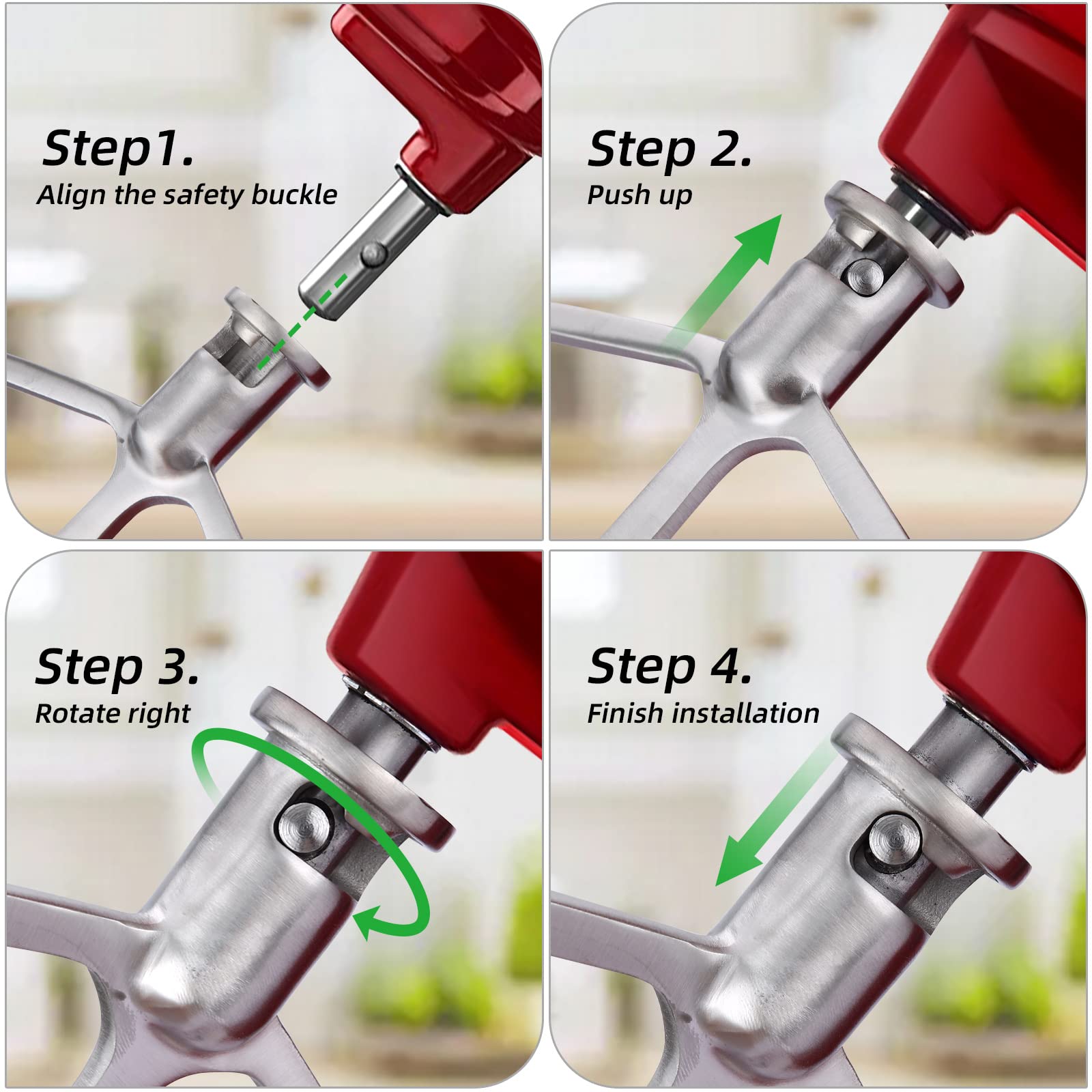 Gdrtwwh Edelstahl-Flachrühraufsatz für KitchenAid 5 & 6 Quart Bowl-Lift Mixer Backen - Gebäck Teig Teig Rühren Zubehör (spülmaschinenfest)