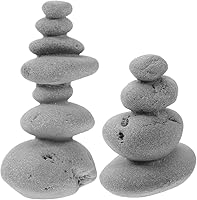 VOSAREA 2pcs Handmade Stacking Stone Statues - Zen Balancing Rocks Cairn for Garden, Yoga Meditation, Home Office Decor